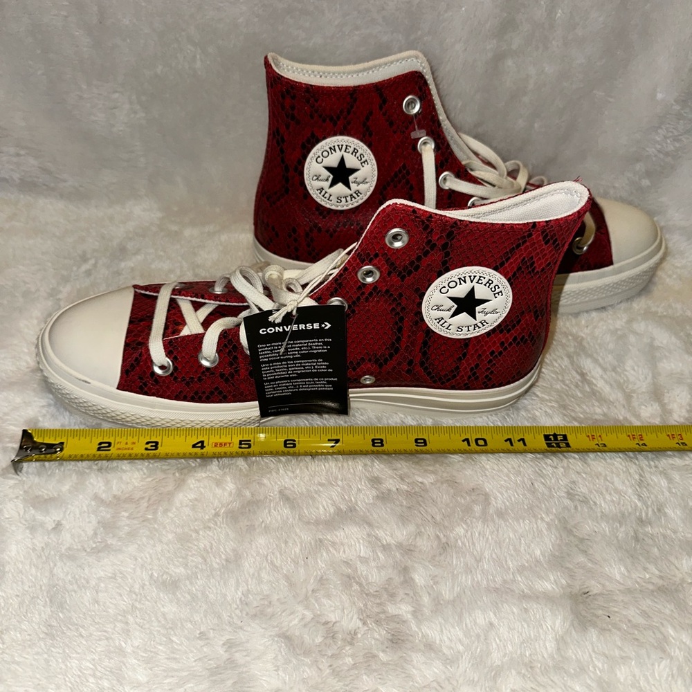 Converse Unisex Red Leather All Star High-Tops Sz (10.5 Women’s or Men’s 8.5) - Picture 7 of 14